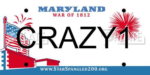 CRAZY1 Maryland License Plate