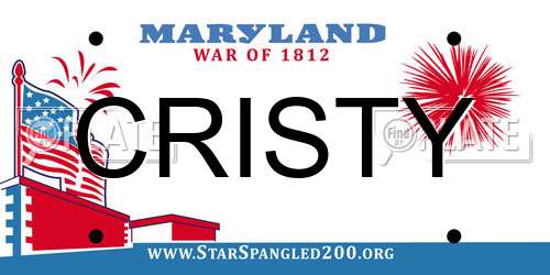 CRISTY Maryland License Plate