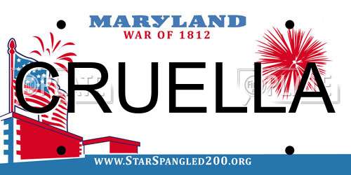 CRUELLA Maryland License Plate