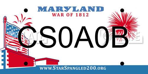 CS0A0B Maryland License Plate