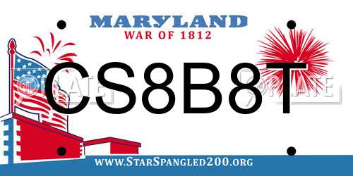 CS8B8T Maryland License Plate