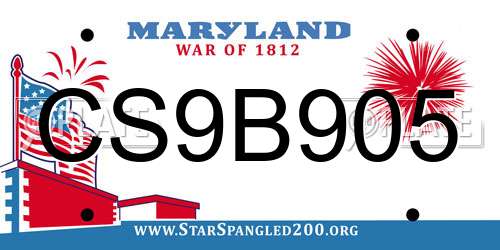 CS9B905 Maryland License Plate