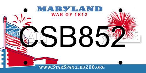 CSB852 Maryland License Plate
