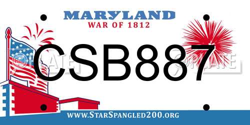 CSB887 Maryland License Plate