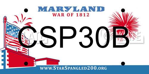 CSP30B Maryland License Plate