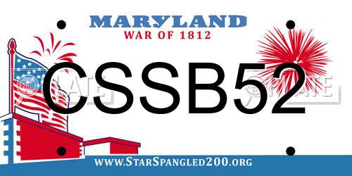 CSSB52 Maryland License Plate
