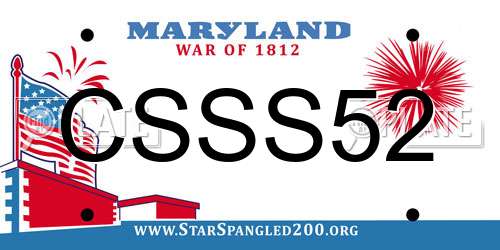 CSSS52 Maryland License Plate