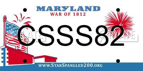 CSSS82 Maryland License Plate