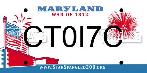 CT0I7C Maryland License Plate