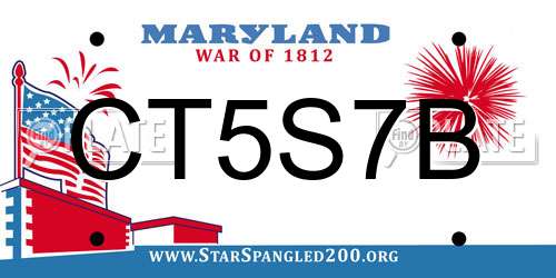 CT5S7B Maryland License Plate