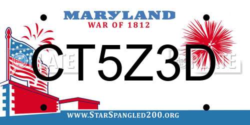 CT5Z3D Maryland License Plate