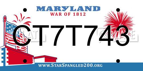 CT7T743 Maryland License Plate