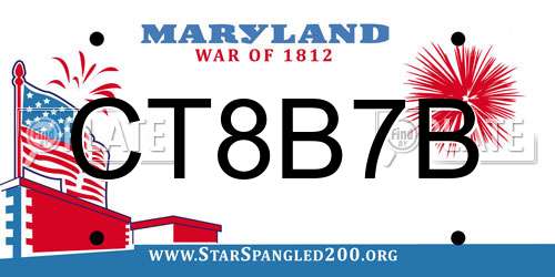 CT8B7B Maryland License Plate
