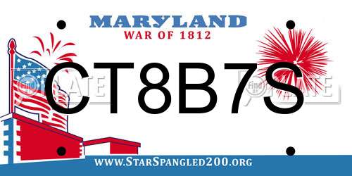 CT8B7S Maryland License Plate