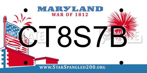 CT8S7B Maryland License Plate