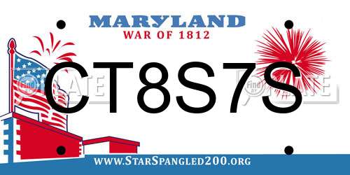 CT8S7S Maryland License Plate