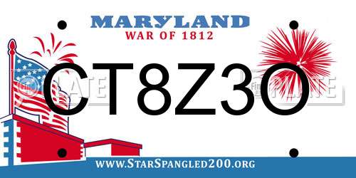 CT8Z3O Maryland License Plate