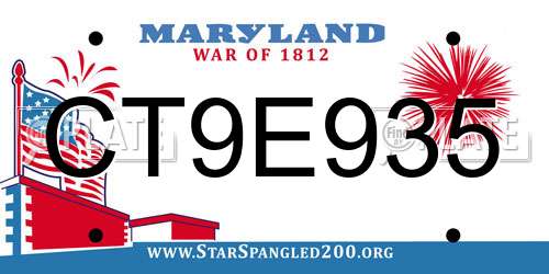 CT9E935 Maryland License Plate