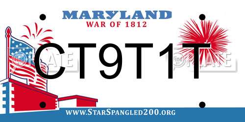 CT9T1T Maryland License Plate