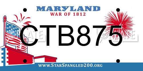 CTB875 Maryland License Plate