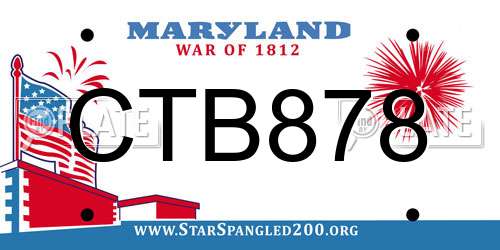 CTB878 Maryland License Plate