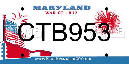CTB953 Maryland License Plate
