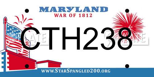 CTH238 Maryland License Plate
