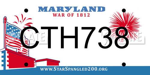 CTH738 Maryland License Plate
