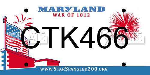 CTK466 Maryland License Plate