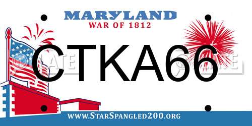 CTKA66 Maryland License Plate