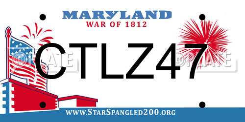 CTLZ47 Maryland License Plate