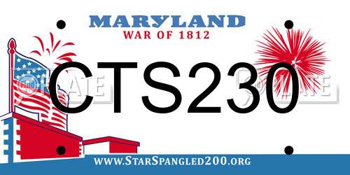 CTS230 Maryland License Plate