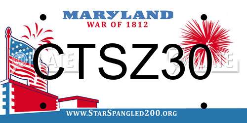 CTSZ30 Maryland License Plate