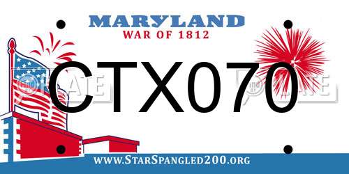 CTX070 Maryland License Plate