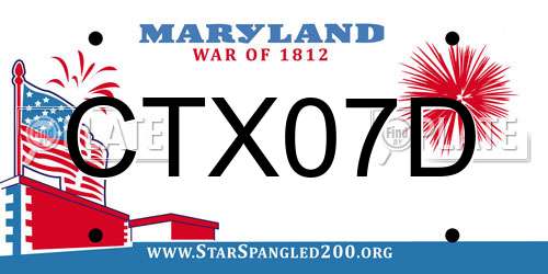CTX07D Maryland License Plate