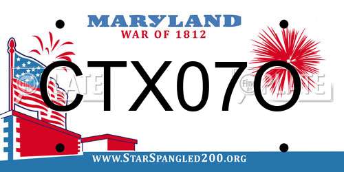 CTX07O Maryland License Plate