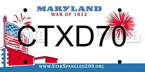 CTXD70 Maryland License Plate