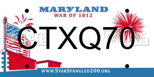 CTXQ70 Maryland License Plate