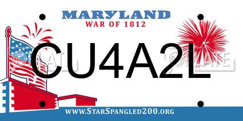 CU4A2L Maryland License Plate