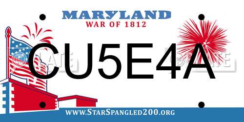 CU5E4A Maryland License Plate