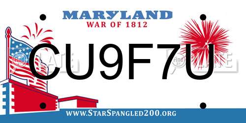 CU9F7U Maryland License Plate
