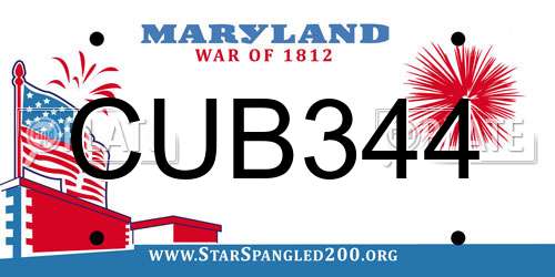 CUB344 Maryland License Plate
