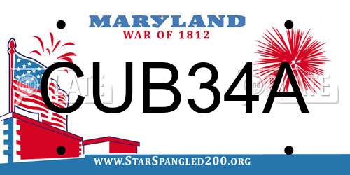 CUB34A Maryland License Plate