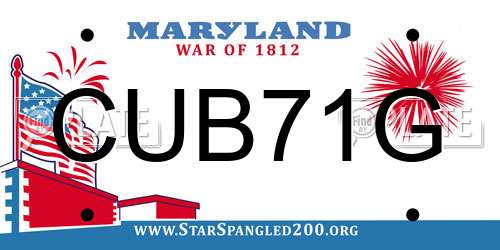 CUB71G Maryland License Plate