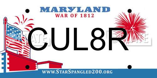 CUL8R Maryland License Plate