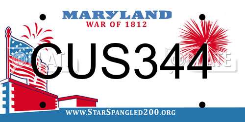 CUS344 Maryland License Plate