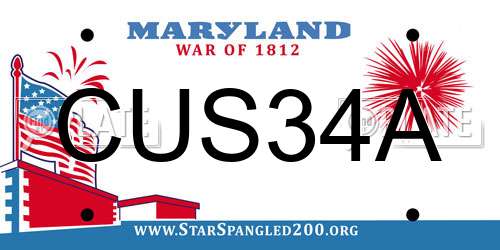 CUS34A Maryland License Plate