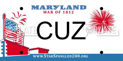CUZ Maryland License Plate