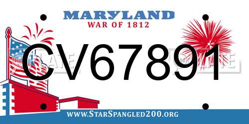 CV67891 Maryland License Plate