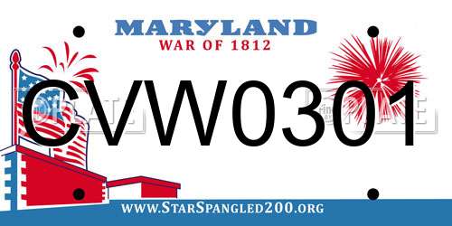 CVW0301 Maryland License Plate